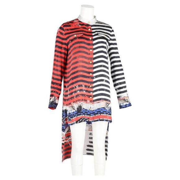 Balmain Striped Shirt in Red Silk - Picture 5 of 8